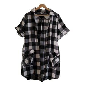 BAILEY BLUE women's short-sleeved plaid denim nightgown, size L